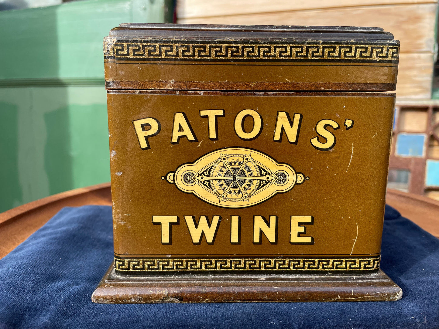 An Edwardian  wooden William Patons' twine shop advertising dispenser Johnstone Scotland  14cm tall  c1910