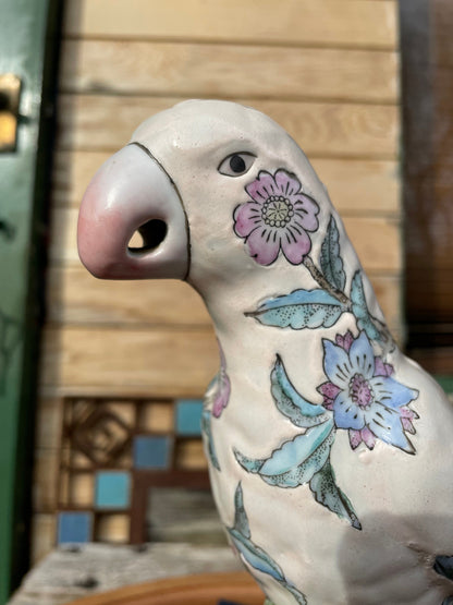 A Chinese Porcelain parrot in famille rose palette c1930 - 25cm tall