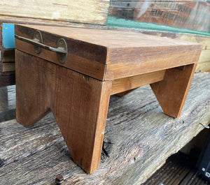 A Vintage Small Pitch Pine Folding Artist's Stool 18cm high x 33.5cm wide x 20cm deep