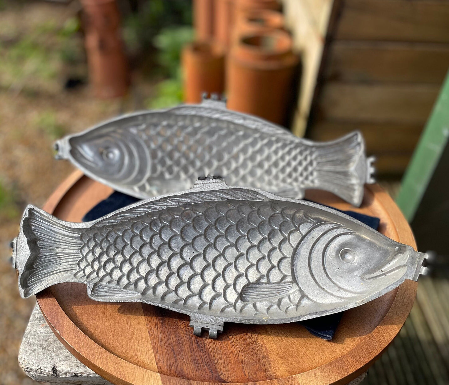 A large pewter Banquet size ice cream mold 36cm long