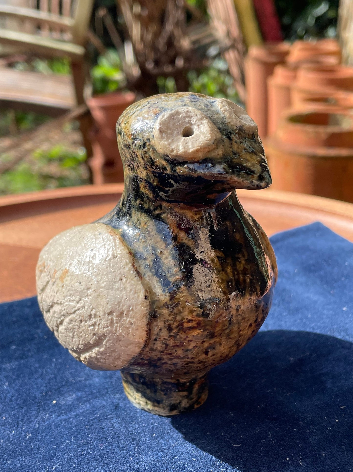 A vintage novelty art studio pottery bird figurine 11cm tall