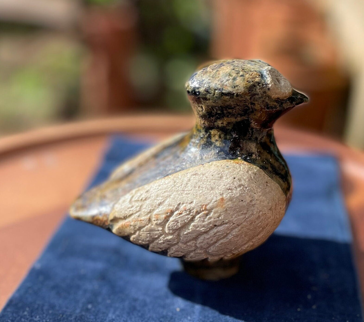 A vintage novelty art studio pottery bird figurine 11cm tall