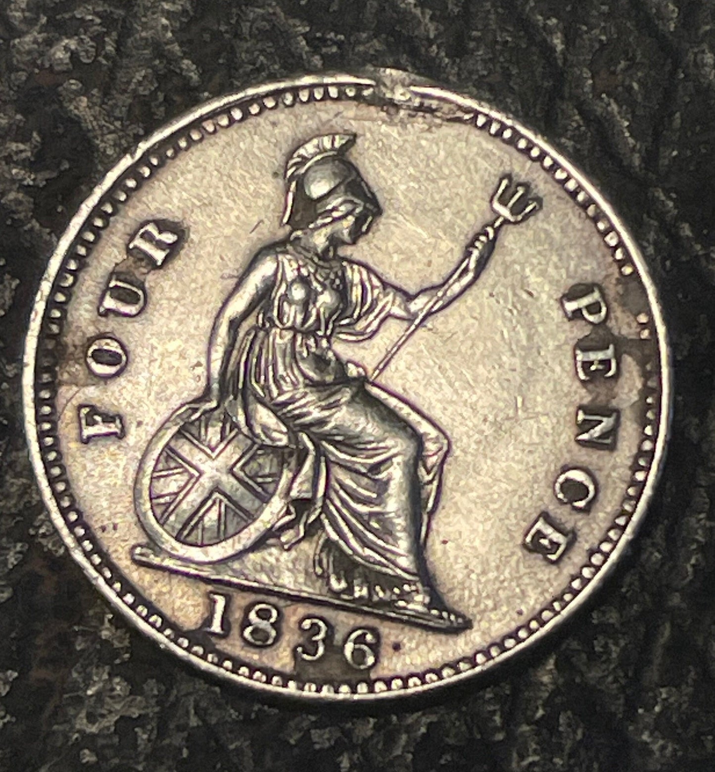 A 1836 William IV (IIII) silver groat fourpence coin