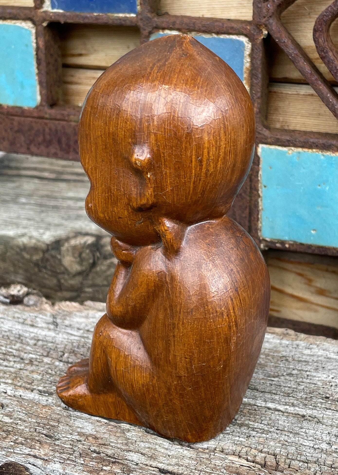 A Vintage Italian 1950's  wooden Kewpie Doll by Alberto Lena No.125 14cm tall