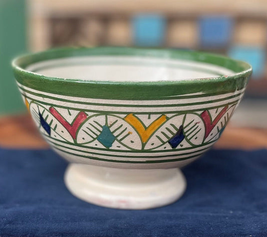 A colourful vintage hand painted Portuguese ceramic bowl  16cm diameter