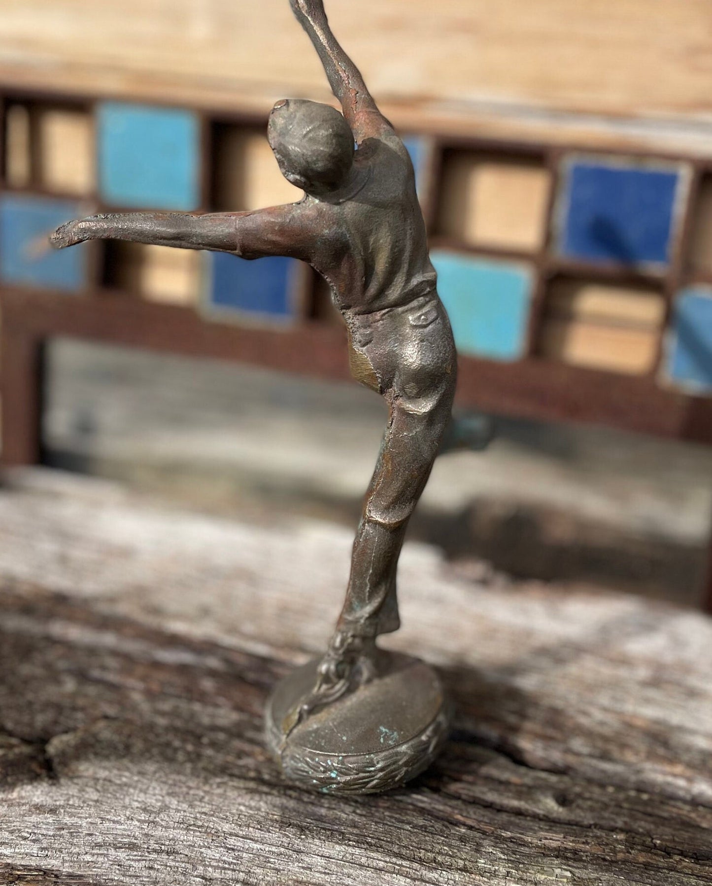 A bronze sculpture of a dancer 23cm tall - 20's style - possible car mascot or trophy