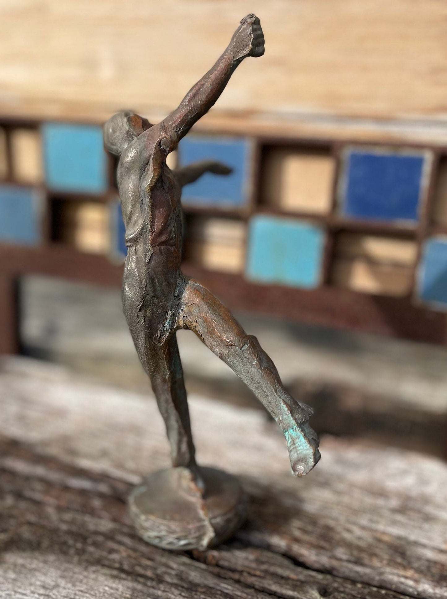 A bronze sculpture of a dancer 23cm tall - 20's style - possible car mascot or trophy