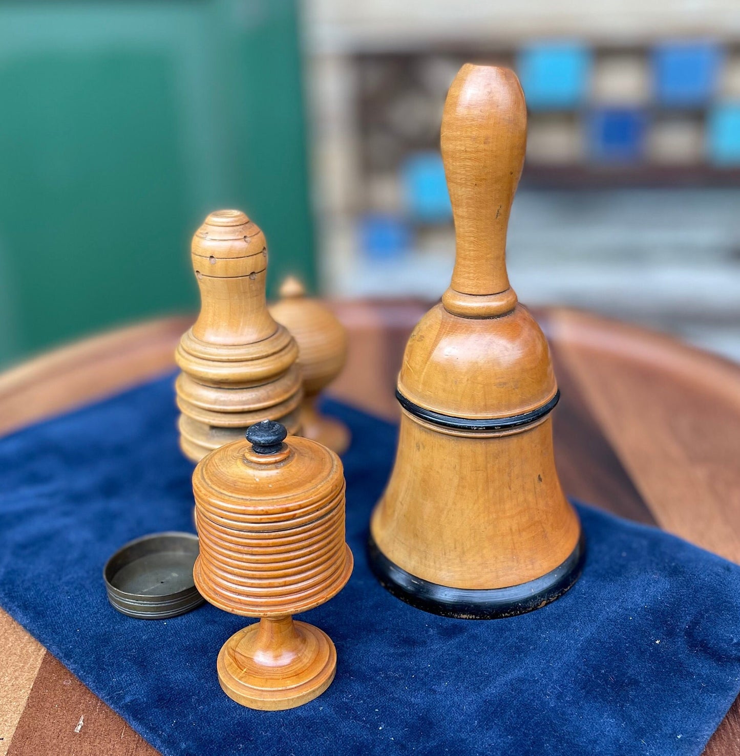 A collection of early 20th century antique turned wooden magic tricks