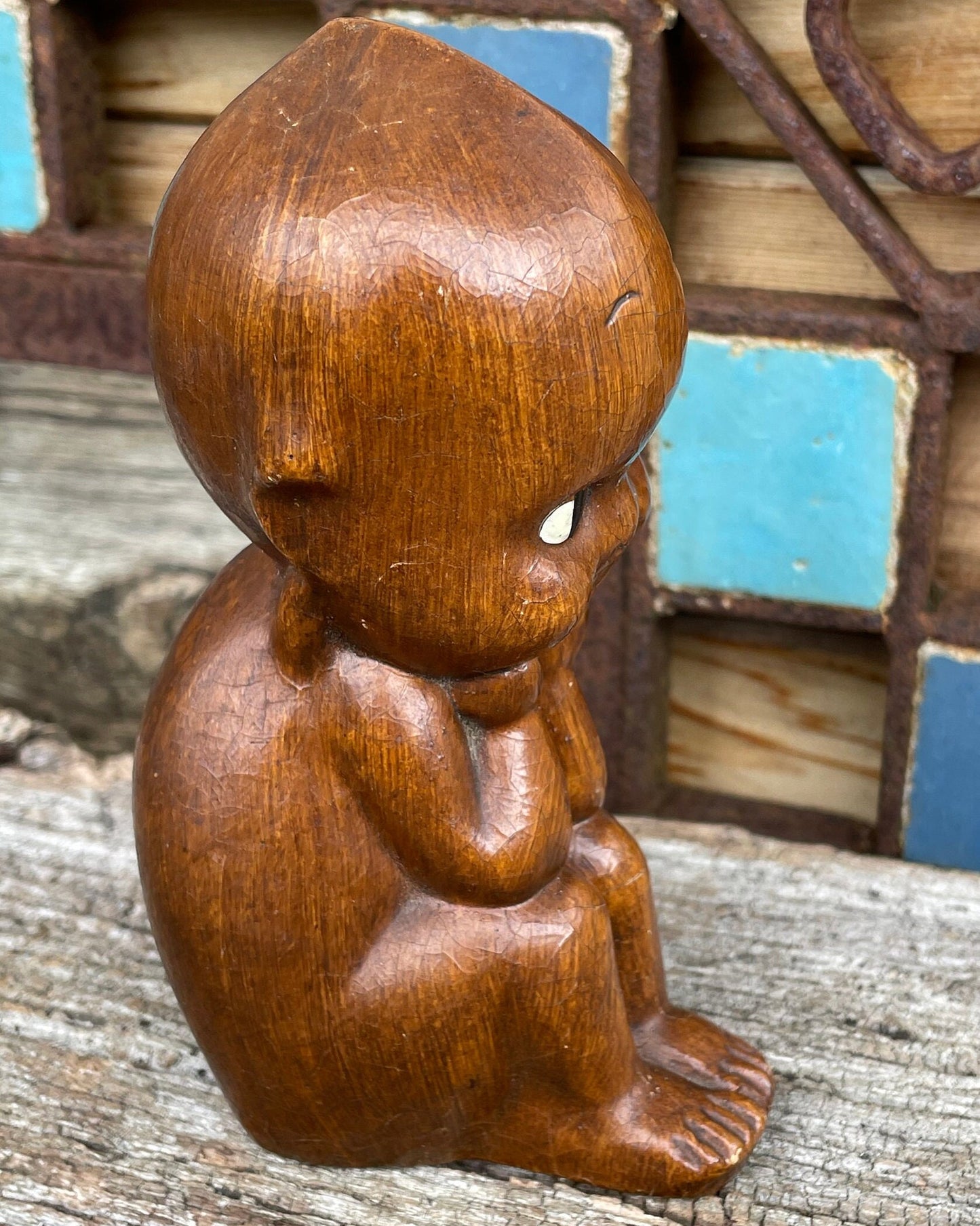 A Vintage Italian 1950's  wooden Kewpie Doll by Alberto Lena No.125 14cm tall