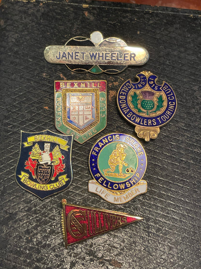 Six bowling related badges