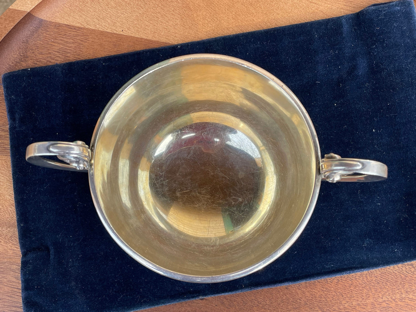 Edwardian hallmarked English silver gilt sugar bowl 1909 by R & S Garrard and Co London