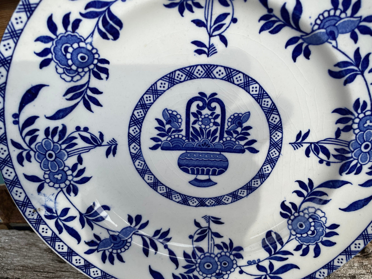 Wood and Sons Delph Dinner plate art Nouveau semi porcelain salad plate in blue and white  22.5cm diameter