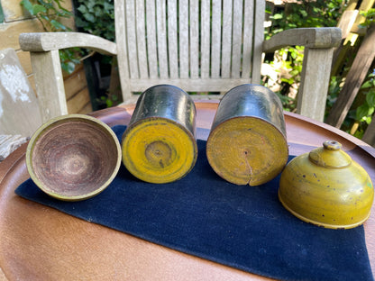 Wooden storage vessels from Jodhpur, India 15cm tall