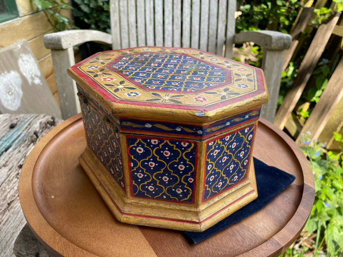 Vintage Hand painted Indian wedding box from Jodhpur 23cm wide