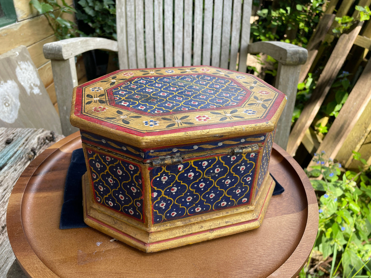 Vintage Hand painted Indian wedding box from Jodhpur 23cm wide