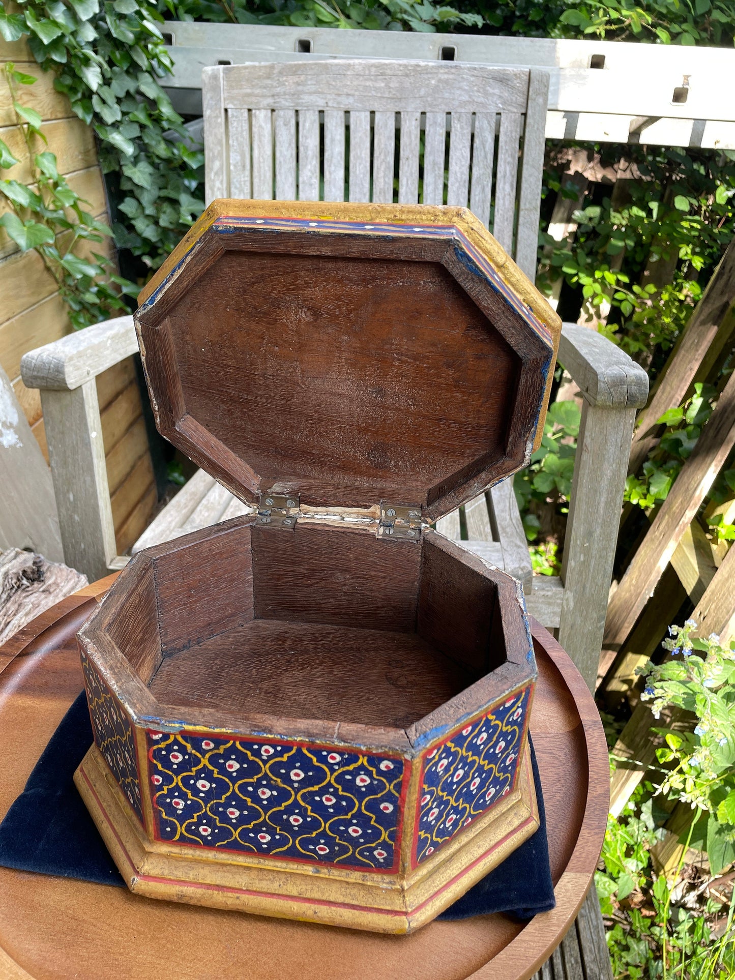 Vintage Hand painted Indian wedding box from Jodhpur 23cm wide