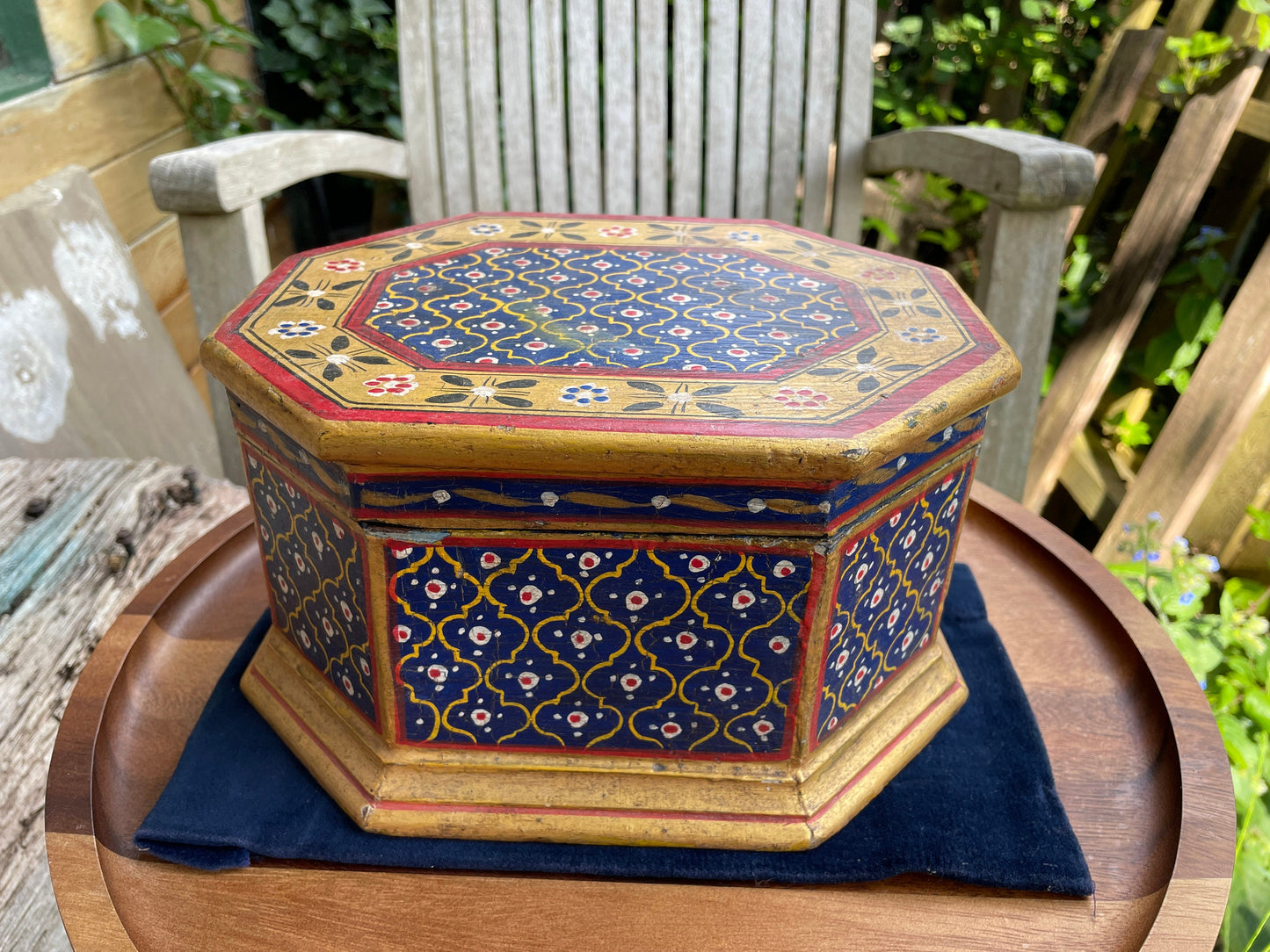 Vintage Hand painted Indian wedding box from Jodhpur 23cm wide