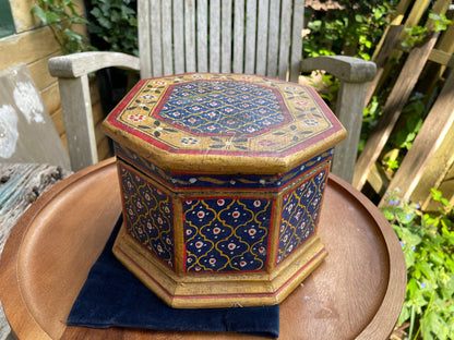 Vintage Hand painted Indian wedding box from Jodhpur 23cm wide