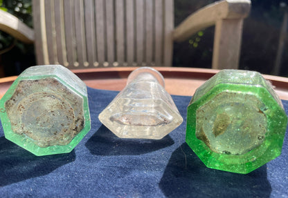 Three Antique Victorian glass ink wells