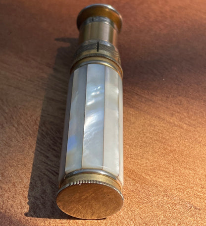 Vintage British army gilt metal and mother of pearl lighter with broad arrow ordnance mark