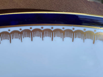 Bone China Aynsley Embassy Cobalt gilt decorated large serving  platter 40cm wide excellent condition