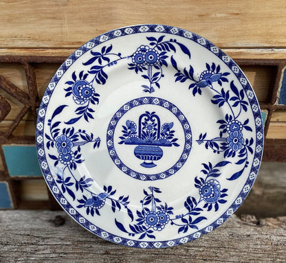 Wood and Sons Delph Dinner plate art Nouveau semi porcelain salad plate in blue and white  22.5cm diameter