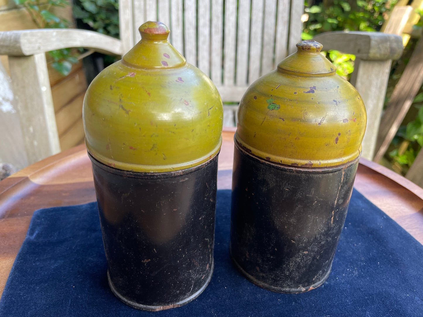 Wooden storage vessels from Jodhpur, India 15cm tall