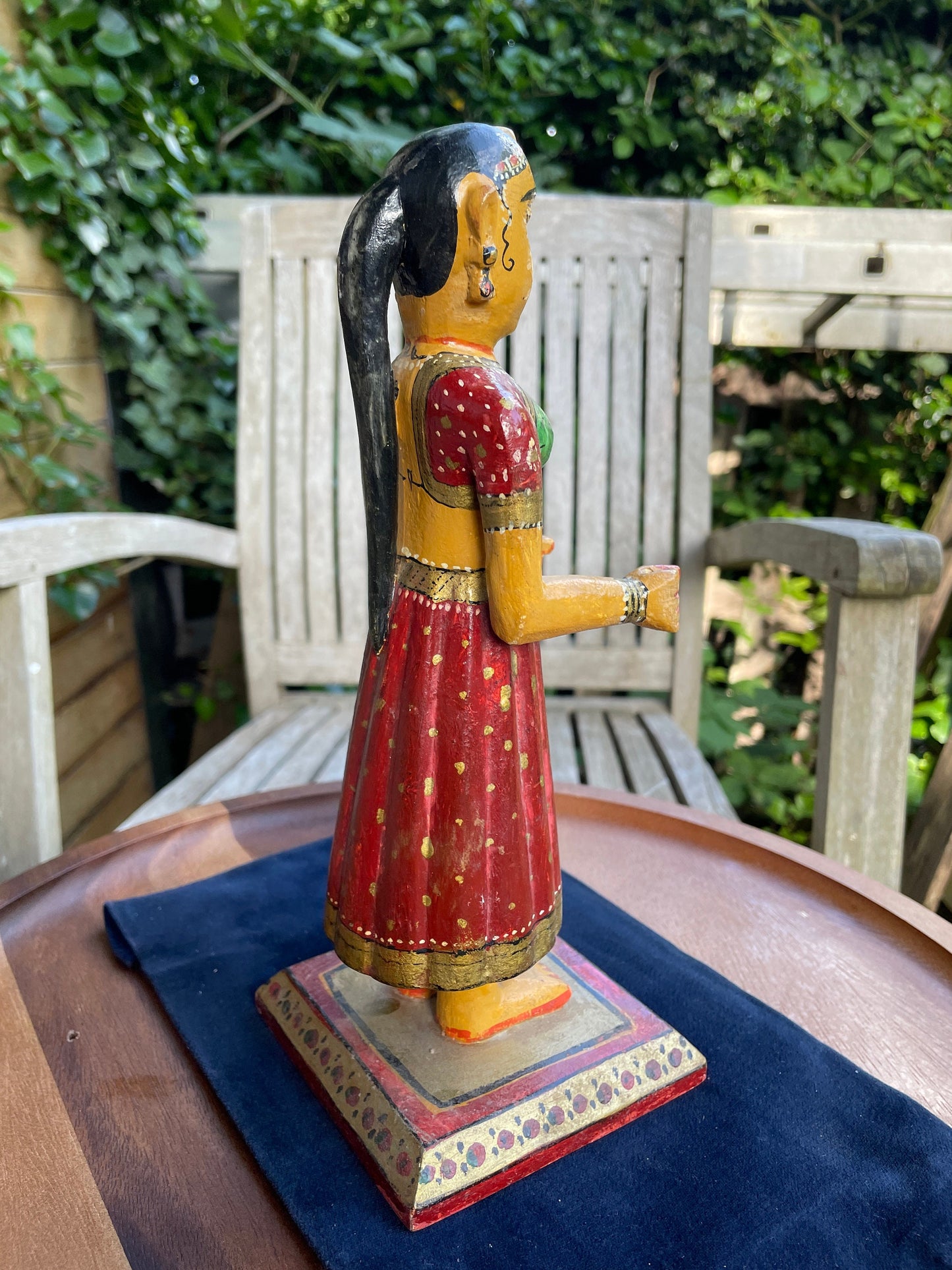 Original antique Wooden Indian Goddess Gangaur idol figure 26cm tall