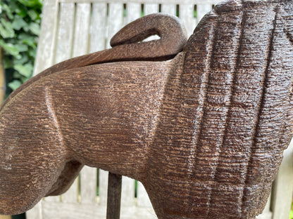 Antique Hand carved Indian mounted wooden lion 32cm tall