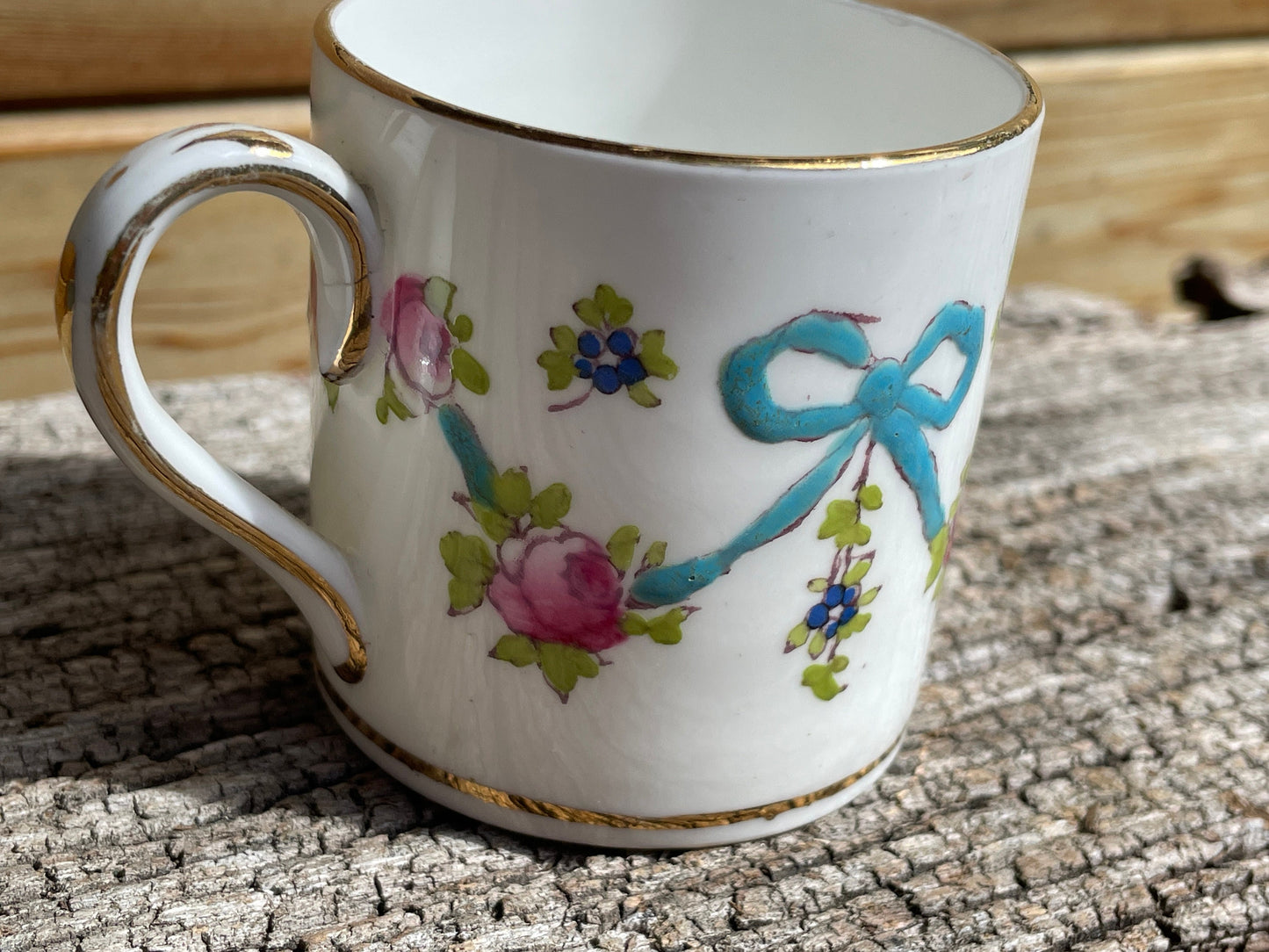 Vintage bone china Crown Staffordshire demitasse tea cup 6cm tall