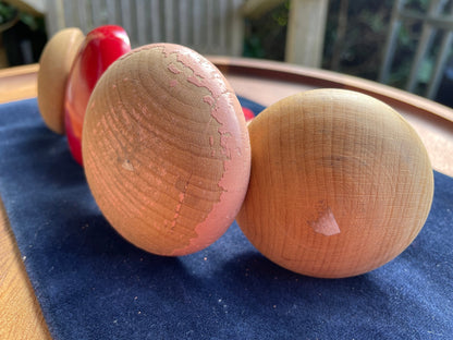 Three Vintage hand turned wooden sewing darning mushrooms 1930s / 1940s one plastic