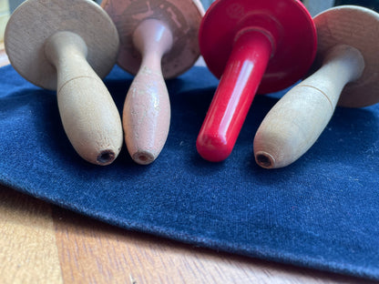 Three Vintage hand turned wooden sewing darning mushrooms 1930s / 1940s one plastic