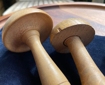 Three Vintage hand turned wooden sewing darning mushrooms 1930s / 1940s