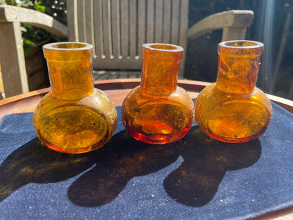 Three vintage Bovril 2oz brown glass bottles 8cm tall