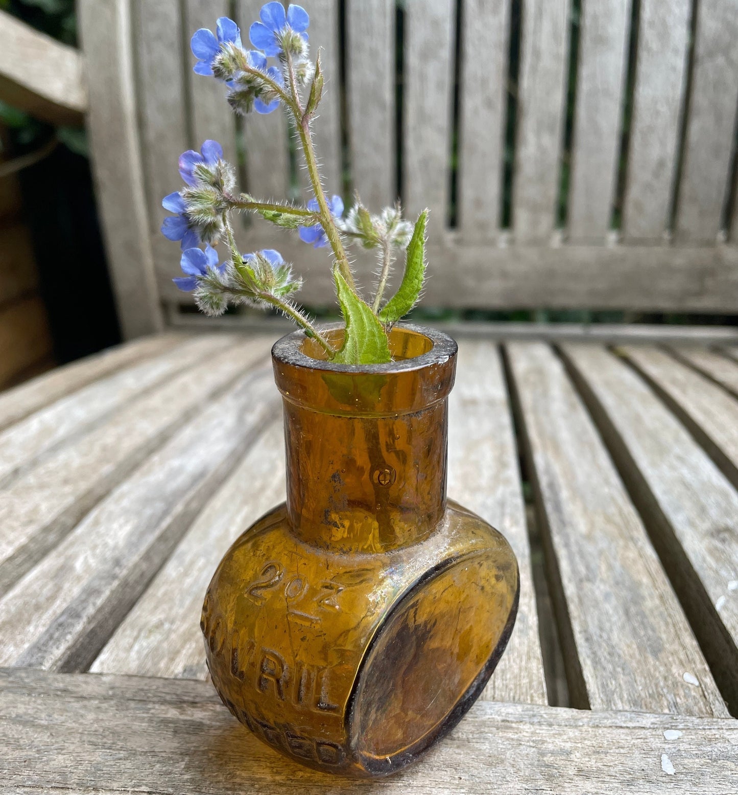 Three vintage Bovril 2oz brown glass bottles 8cm tall