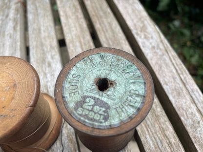 Five Vintage threads on wooden bobbins - Dorcas, Sylco, J & P Coats