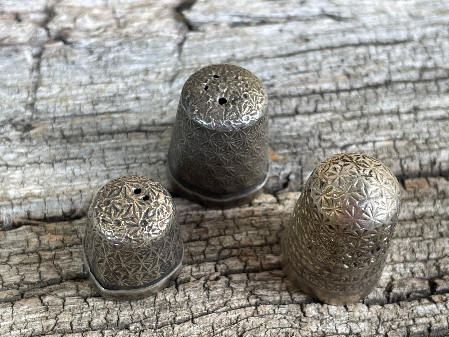 Three silver thimbles Charles Horner, Chester silver ,Edwardian , hallmarked