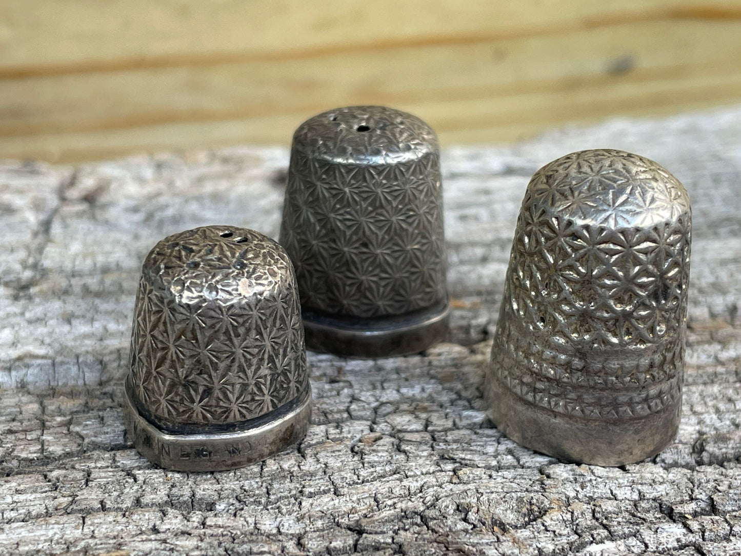 Three silver thimbles Charles Horner, Chester silver ,Edwardian , hallmarked