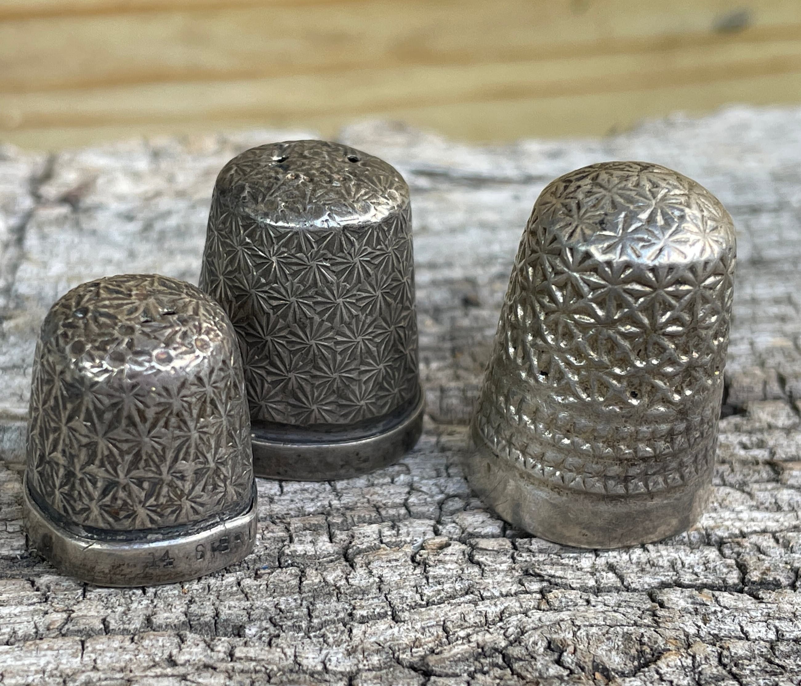 Three silver thimbles Charles Horner, Chester silver ,Edwardian , hall ...