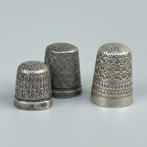 Three silver thimbles Charles Horner, Chester silver ,Edwardian , hallmarked
