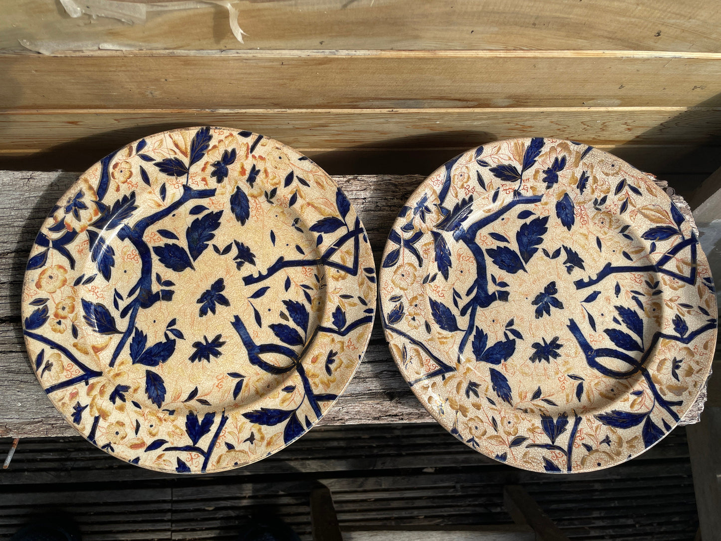 Two antique Crown Derby bloor period Imari style plates c1830