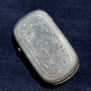 Victorian solid silver vesta case Birmingham 1878 by George Unite - clear hallmarks - good example