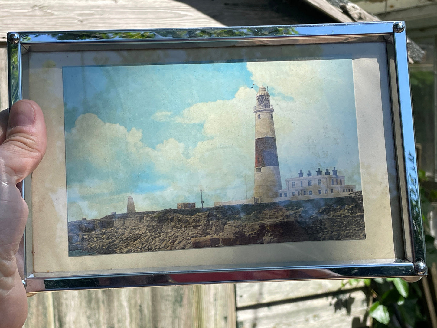 Vintage Teapot stand or tea tray with period photo by Zimco England 1930's - 25x16cm