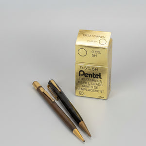 Vintage Mabie Todd Fyne Poynt Propelling Pencils – Black and Brown Herringbone MT and Co England with Pentel Leads – 1930s–50s