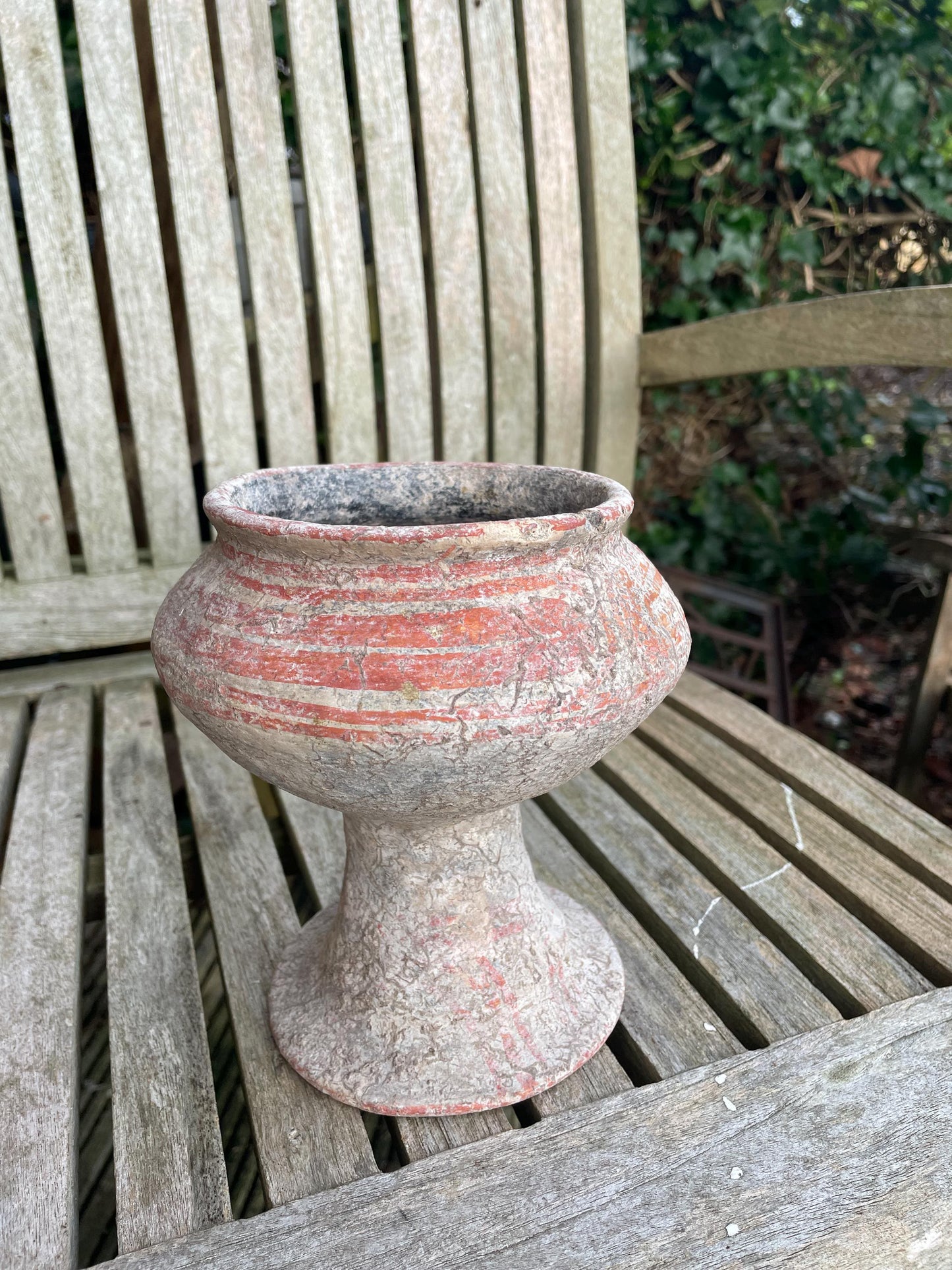 A Genuine Ban Chiang Pottery Pedestal Vessel From Thailand, 300 BCE200 CE - 16.5cm tall and max diameter 14.5cm