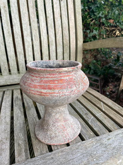A Genuine Ban Chiang Pottery Pedestal Vessel From Thailand, 300 BCE200 CE - 16.5cm tall and max diameter 14.5cm