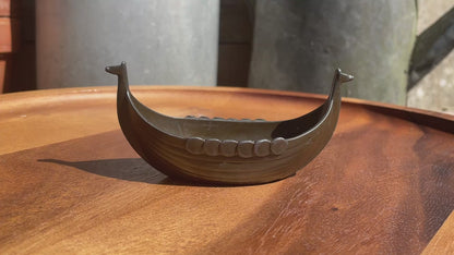 Vintage Just Andersen Viking Ship – Danish Cast Metal Longboat Dish, Model 1109