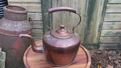 Large Victorian arts and crafts copper and brass hearth kettle 30cm tall