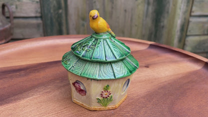 Art Deco Japanese Marutomoware bird preserve pot c1930