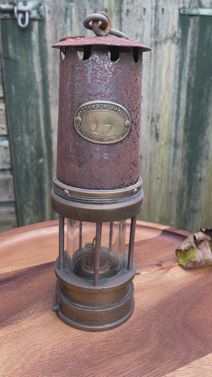 Patterson Type A1 Miners Lamp stamped 17 and initials EC